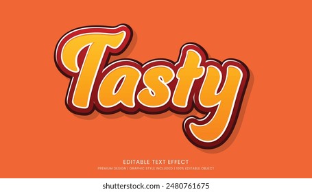 sabrosa Plantilla de efecto de texto editable estilo de tipografía en negrita 3d, logotipo de alimentos y comida rápida marca