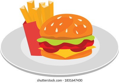 tasty fast all food collection White background