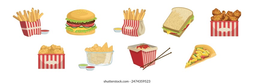 Tasty Fast Food Object and Item Vector Set