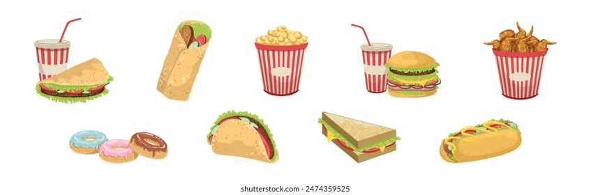 Tasty Fast Food Object and Item Vector Set