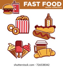 Sabrosa colección de vectores de comida rápida con platos grasos