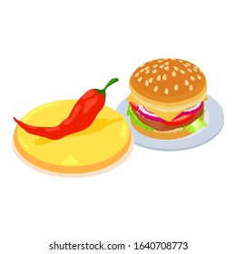 Tasty fastfood icon. Isometric illustration of tasty fastfood vector icon for web