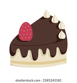 Tasty Flat Dessert Illustration Sliced Cake