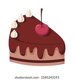 Tasty Flat Dessert Illustration Sliced Cake