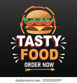 Tasty food and burger vector logo design and banner design