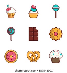 Tasty food icons set. Flat set of 9 tasty food vector icons for web isolated on white background