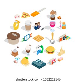 Tasty food icons set. Isometric set of 25 tasty food vector icons for web isolated on white background