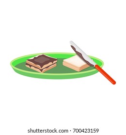 Tasty food, a sandwich with chocolate.Food single icon in cartoon style vector symbol stock illustration web.