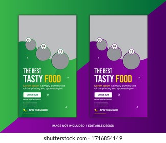 Tasty Food social media post. Editable social media templates for promotions on the Food menu. Set of social media story and post frames. Layout design for marketing on social media vector illustrator