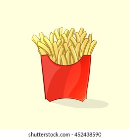 Tasty french fries in cartoon style. Vector illustration