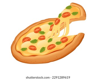 Tasty fresh pizza with cheese tomato and oregano design for menu vector illustration isolated on white background