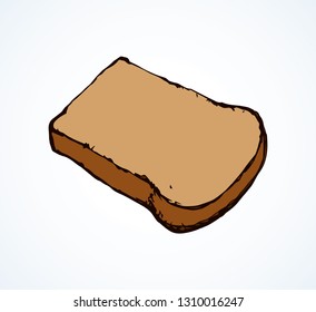 Tasty fresh soft golden toaster rye roll bun hunk on light beige backdrop. Bright yellow color hand drawn pastry rusk bakery cuisine menu logo emblem banner in retro scribble cartoon comic style space