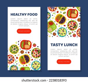 Tasty Fruit Food for Breakfast Design with Meal Served on Tray Top View Vector Template