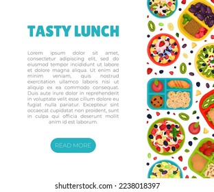 Tasty Fruit Food for Breakfast Design with Meal Served on Tray Top View Vector Template