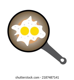 tasty fryed eggs in a frying pan.