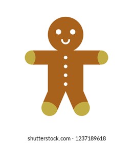 tasty ginger bread meal food Christmas flat design icon.