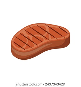 Tasty grilled steak. Bbq food vector illustration 