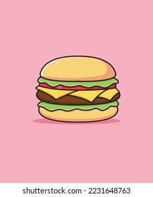 Tasty hamburger cartoon vector illustration 