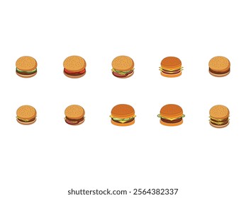 Tasty Hamburger Illustration Element Set