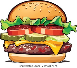 Tasty Hamburger Illustration flat design