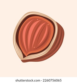 Tasty hazelnut flat vector illustration. Cute tasty roasted hazelnut cartoon vector illustration for graphic design and decorative element