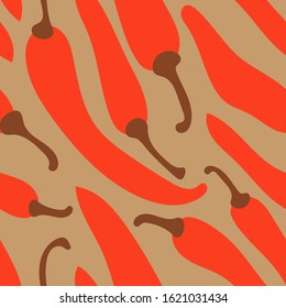 Tasty healthy vegetable chilli on a seamless pattern. Hand drawn vector. Color illustration in a trendy style. Flat design. Element is isolated in eps 10 format.