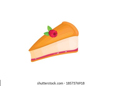 Tasty homemade apple pie with strawberry vector illustration isolated on white background