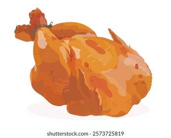 Tasty Homemade roasted Chicken meat. Vector illustration of chicken meat isolated on white background