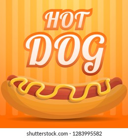 Tasty hot dog concept background. Cartoon illustration of tasty hot dog vector concept background for web design
