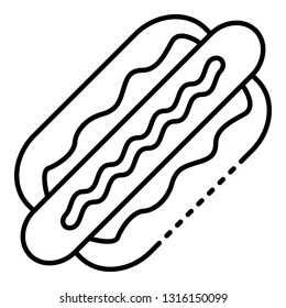 Tasty hot dog icon. Outline tasty hot dog vector icon for web design isolated on white background