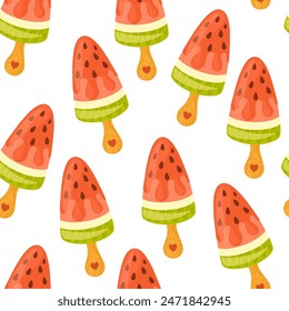 Tasty ice cream. Backdrop with delicious frozen creamy refreshing summer desserts. Hand drawn vector seamless pattern for fabric, textiles, wrapping paper, cover, banner