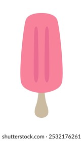 Icono aislado de dibujos animados planos de helado sabroso sobre fondo blanco. Ilustración vectorial. Etiqueta engomada dulce para la comida de la calle, confitería, bar, restaurantes, bocadillos.