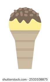 Icono aislado de dibujos animados planos de helado sabroso sobre fondo blanco. Ilustración vectorial. Etiqueta engomada dulce para la comida de la calle, confitería, bar, restaurantes, bocadillos.