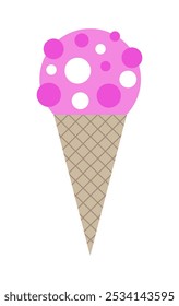 Icono aislado de dibujos animados planos de helado sabroso sobre fondo blanco. Ilustración vectorial. Etiqueta engomada dulce para la comida de la calle, confitería, bar, restaurantes, bocadillos.