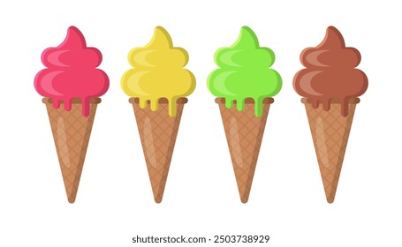 Tasty ice cream flat vector design isolated on white background