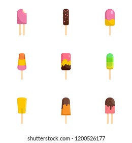 Tasty ice cream icon set. Flat set of 9 tasty ice cream vector icons for web design