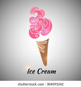 Tasty ice cream. illustration made in vector, ice cream emblem. Perfect strawberry ice cream poster design for ice cream truck or cafe menu. All the elements are grouped and easy editable.
