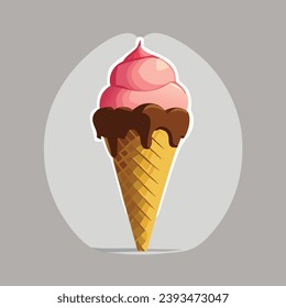 tasty ice cream. isolated ice-cream cones. Vector illustration for web, design, print.