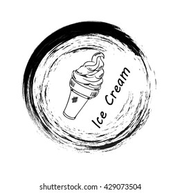 tasty ice cream isolated on white background. Ice cream poster.Illustrations for dessert menu and other food designs.Illustration for design and advertising. Can be used as a logo, banner.