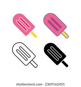 Tasty ice cream in popsicle with strawberry flavor. Freshness Sweet dessert food. Ice cream stick symbol summer, tropical vacation icon. Vector illustration. design on white background, EPS10