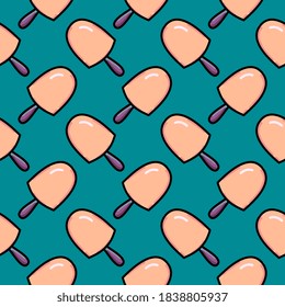 Tasty ice cream ,seamless pattern on blue background.