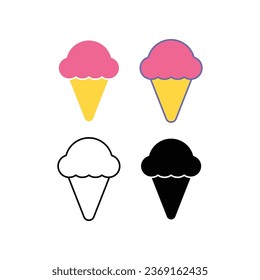 Tasty ice cream in waffle cone with strawberry flavor. Freshness Sweet dessert food. beach tropical vacation symbol. Cone, food, ice on summer icon Vector illustration design on white background EPS10