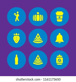 tasty icon. 9 tasty set with pizza, waiter, food and restaurant and soda vector icons for web and mobile app