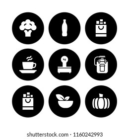 tasty icon. 9 tasty set with salad, soda, food and restaurant and vegetarian vector icons for web and mobile app