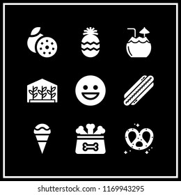 tasty icon. 9 tasty vector set. ice cream, smiley, pineapple and hot dog icons for web and design about tasty theme