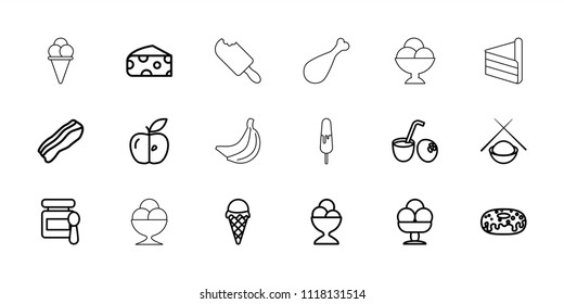 Tasty icon. collection of 18 tasty outline icons such as cheese, baby food, donut, ice cream ball, apple, bacon, asian food. editable tasty icons for web and mobile.