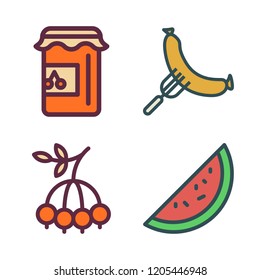 tasty icon set. vector set about berry, jam, watermelon and sausage icons set.