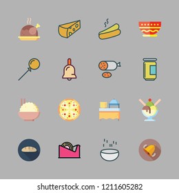 tasty icon set. vector set about jam, bell, wrapper and baguettes icons set.