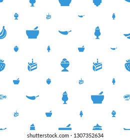 tasty icons pattern seamless white background. Included editable filled pepper, ice cream ball, mulberry, bowl, piece of cake, milkshake icons. tasty icons for web and mobile.