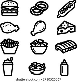 ¡Iconos sabrosos, listos para compartir! Iconos de comida de Vector para las redes sociales.